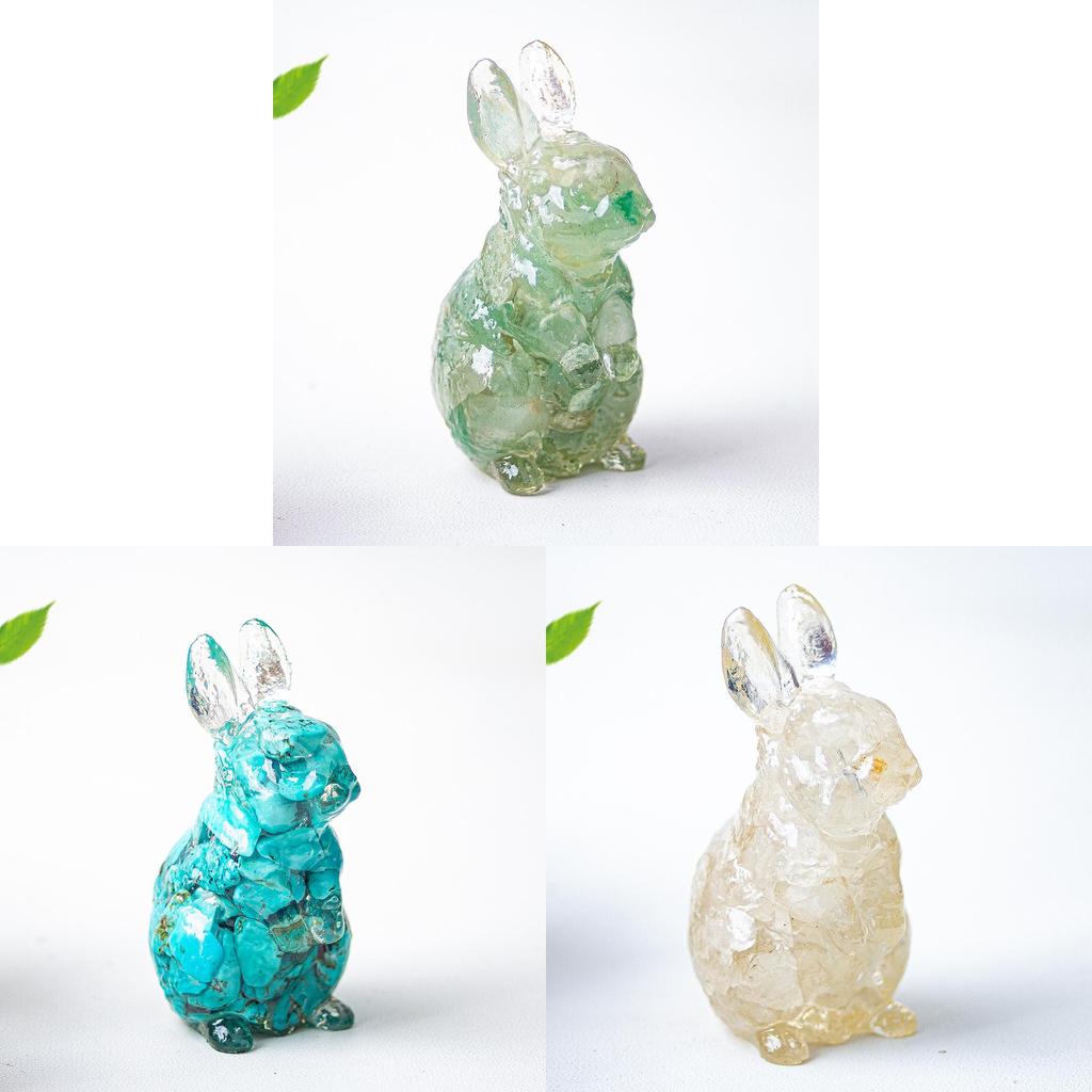 Resin Crystal Standing Bunny Decor For Home Office Gift Collectible