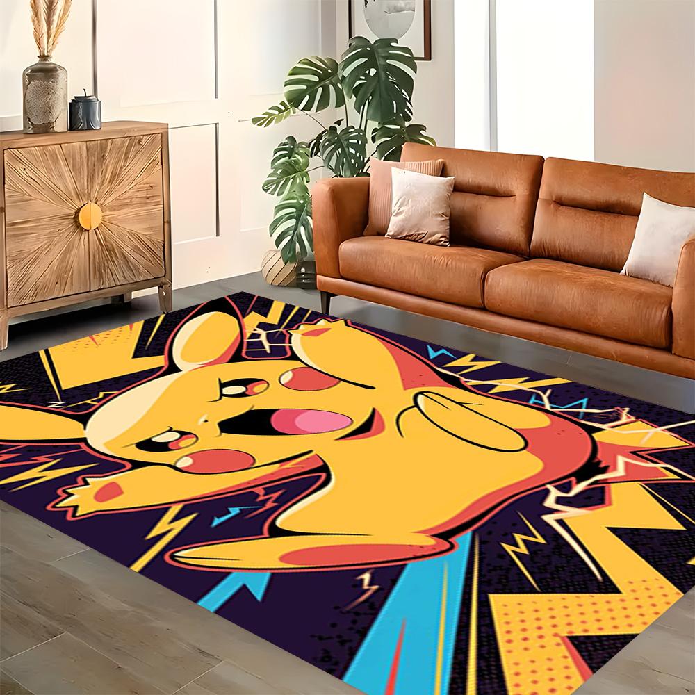 Alfombra Pikachu Ráfaga de Energía para salas de estar, dormitorios, decoración del hogar y como regalos.