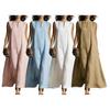 Summer Sleeveless Dress for Women Casual V Neck Long Tank Dress Flowy A-line Beach Sundress with Pockets