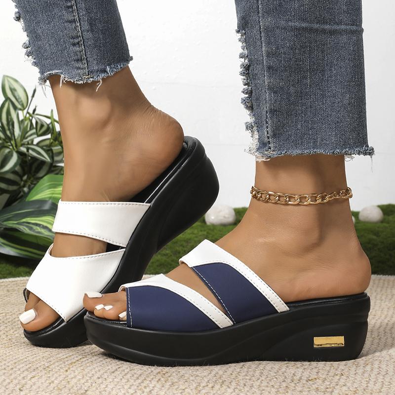 

Fashion Mix Color Chunky Platform Sandals Women 2025 Summer Comfort Thick Sole Beach Slippers Woman Casual Peep Toe Wedge Slides Sandals 36 белый