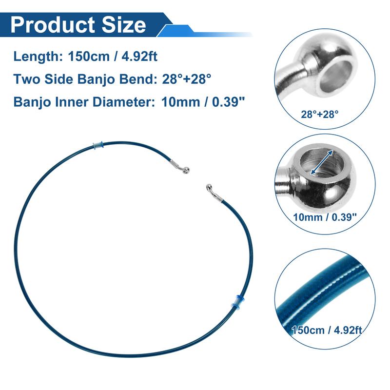 UXCELL 150cm Motorcycle Brake Clutch Oil Hose Line Blue