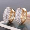 Chenrui Rose Gold Hollow Copper Earrings with White Diamond Inlay, Simple Pastoral Style