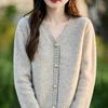 Women's Slim-Fit Wool V-Neck Knit Cardigan Sweater with Long Sleeves - Autumn/Winter Style