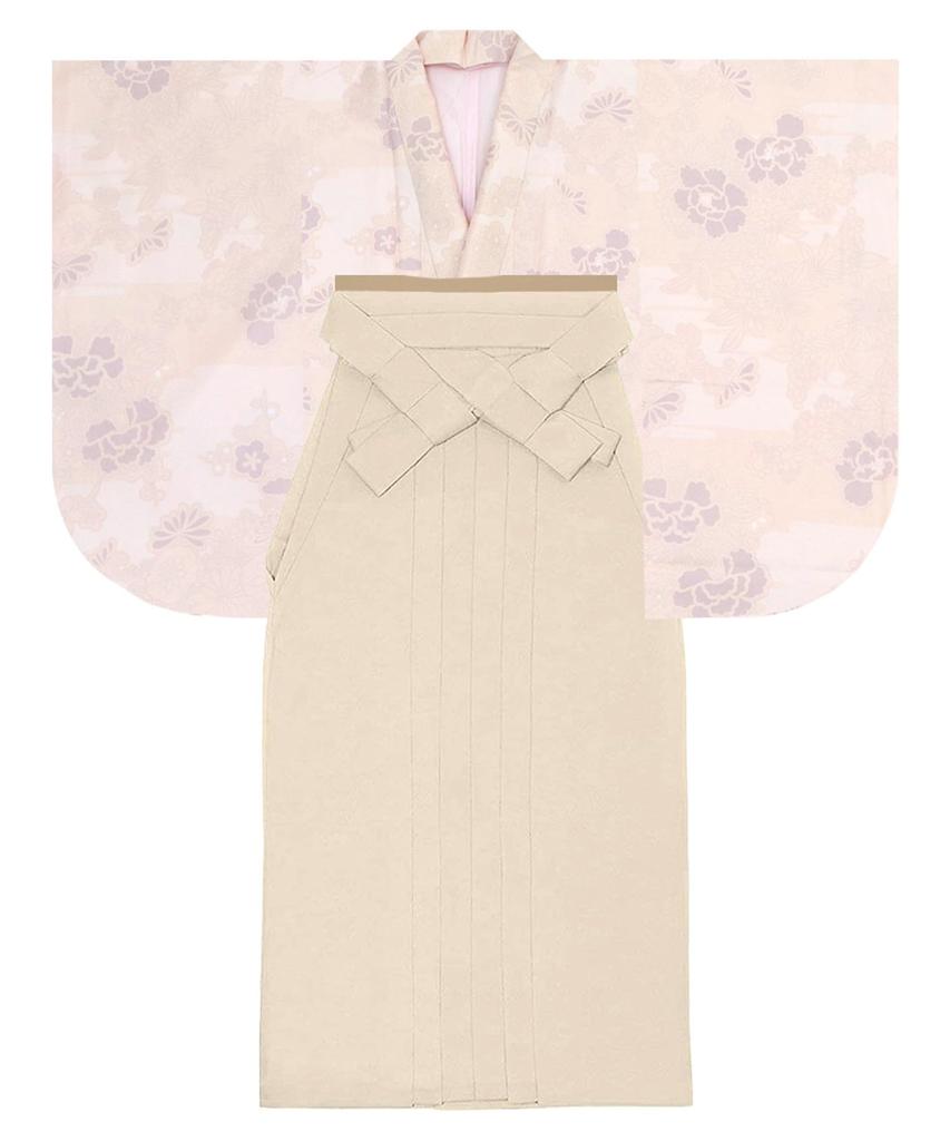 Hakama Two Shaku Sleeve Plain Graduation 4 Piece Set Hakama Lower Gorgeous G Early Spring Peony Hakama [KYOETSU] Set, Kimono, Hakama, Ceremony,