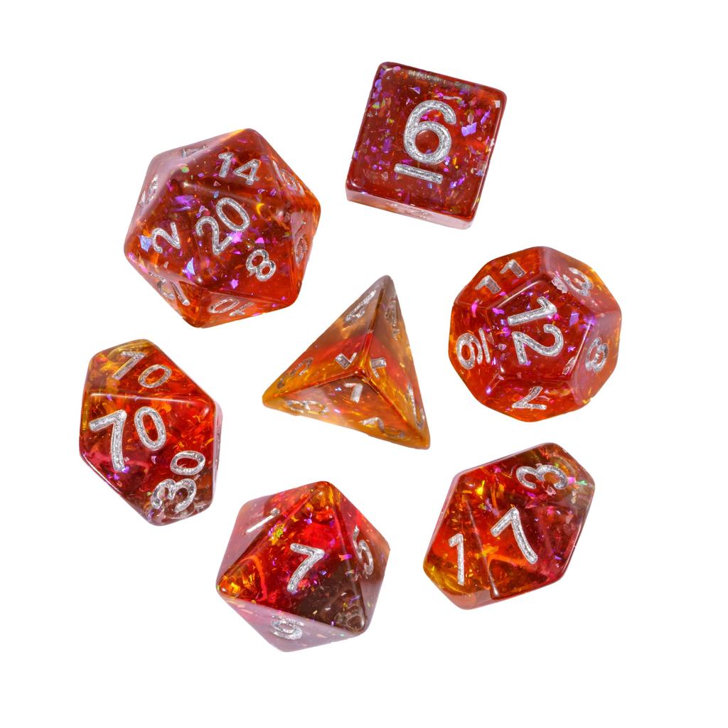 Cusdie Multilayer DND Dice Resin Glitter Die 7Pcs D4-D20 Multicolour Polyhedral Dice Set for D&D Tabletop Role Playing Games