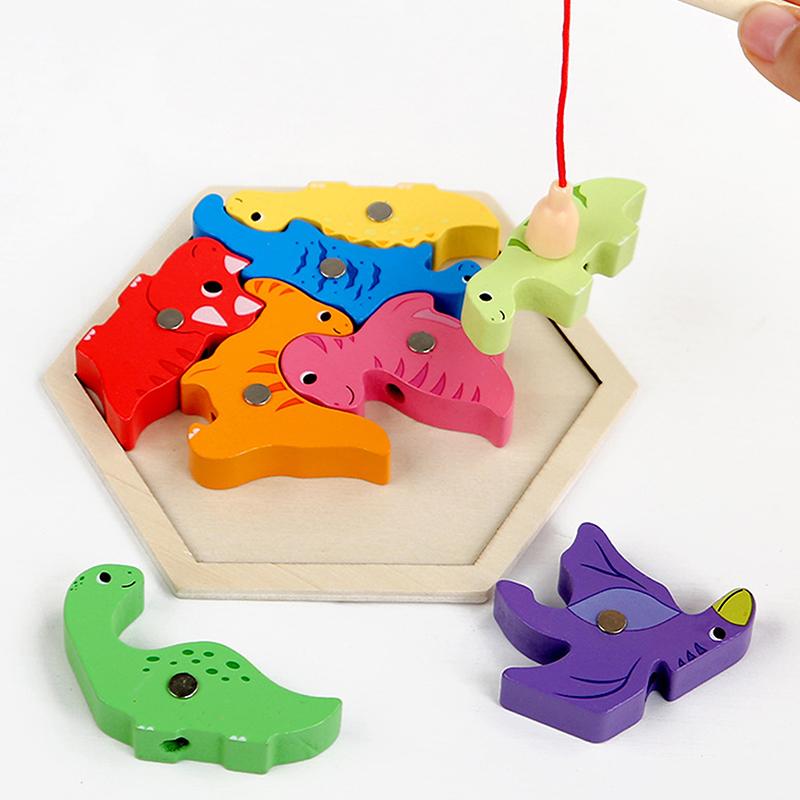 Montessori Holz Magnetische Angelspielzeuge Meeresleben Kognitionsspiele Frühes Lernspielzeug für Kinder Eltern-Kind Interaktiv