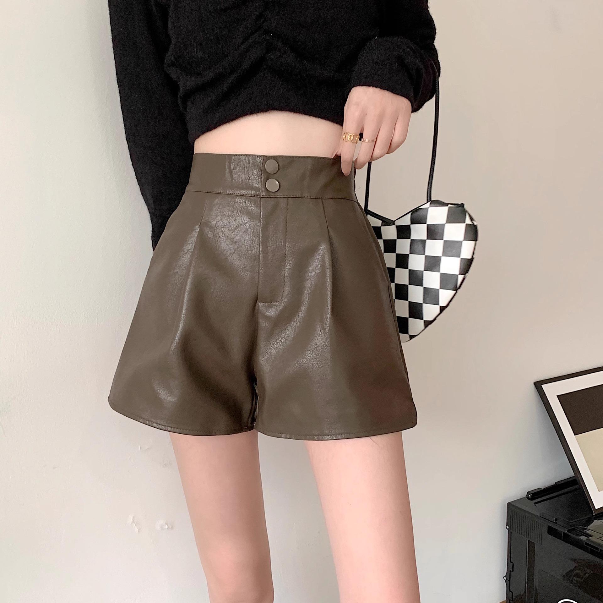 

Women s Black High-Waist Casual Wide-Leg Slim Shorts - Autumn Edition XL