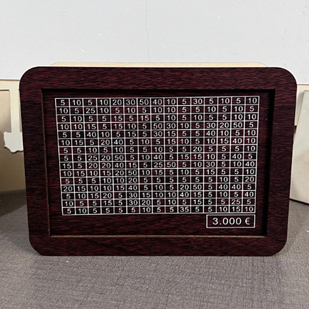 USD or EURO Cash Vault Wooden Savings Box with Money Target and Numbers, Coin Counter Piggy Bank with Counter and Pen
