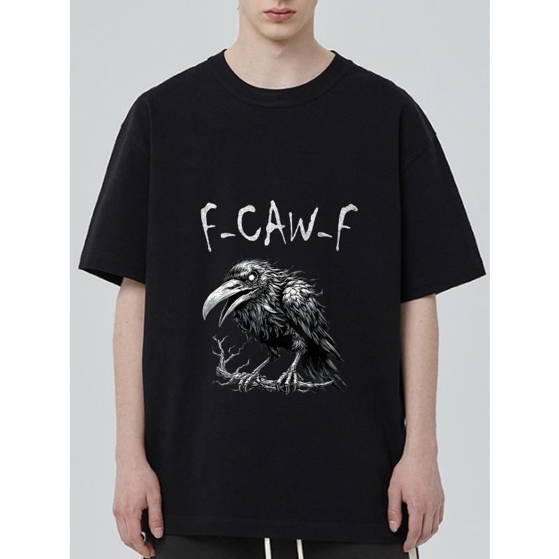 

Oversized T Shirt Black F Caw F Raven Graphic Print Casual Streetwear Top for Men and Women XXXXL