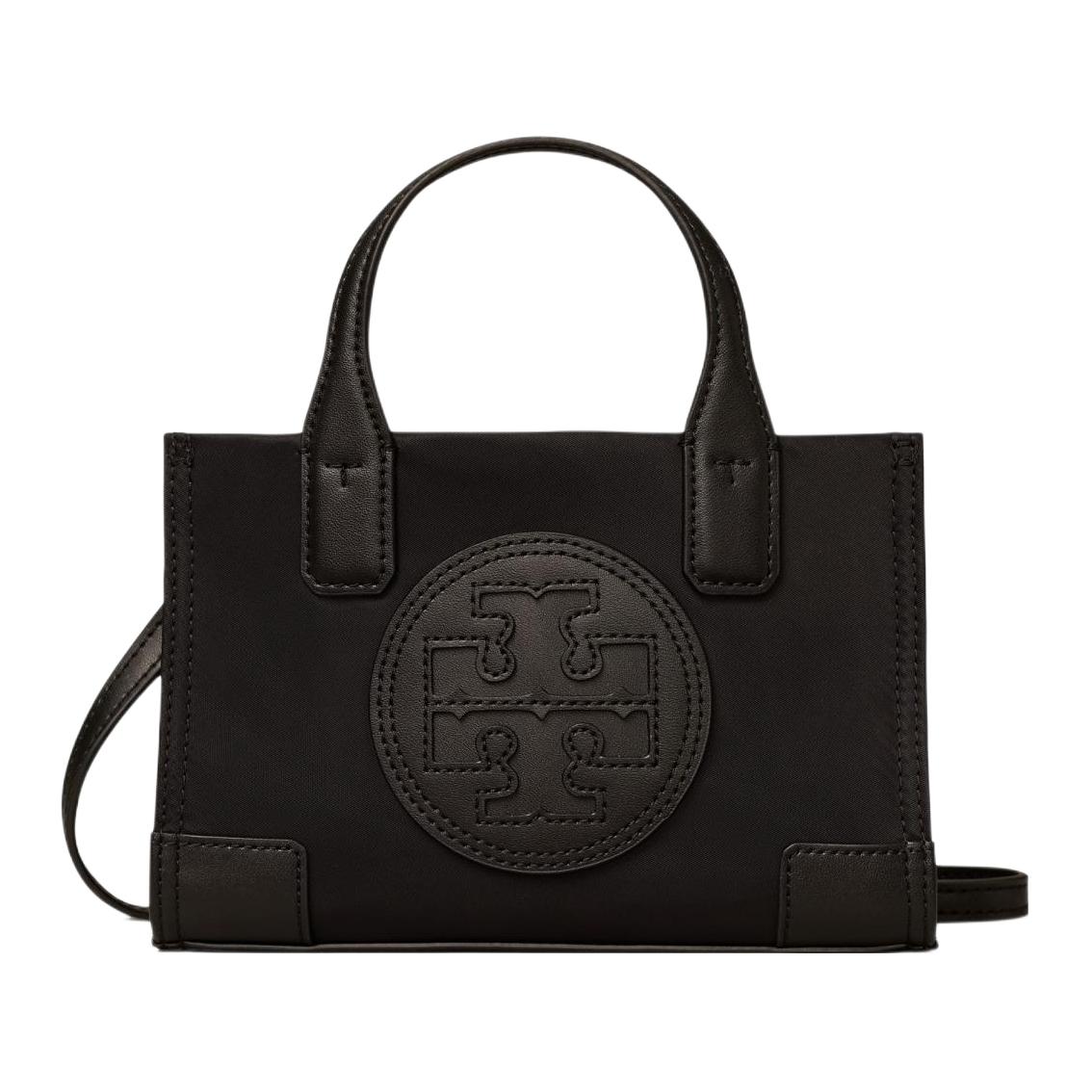 

Tory Burch Ella Double T Logo Minimalist Fashion Fabric Tote Bag Women Tote Bags Black 147848-001 Basic Set (Bag+Dust Bag)