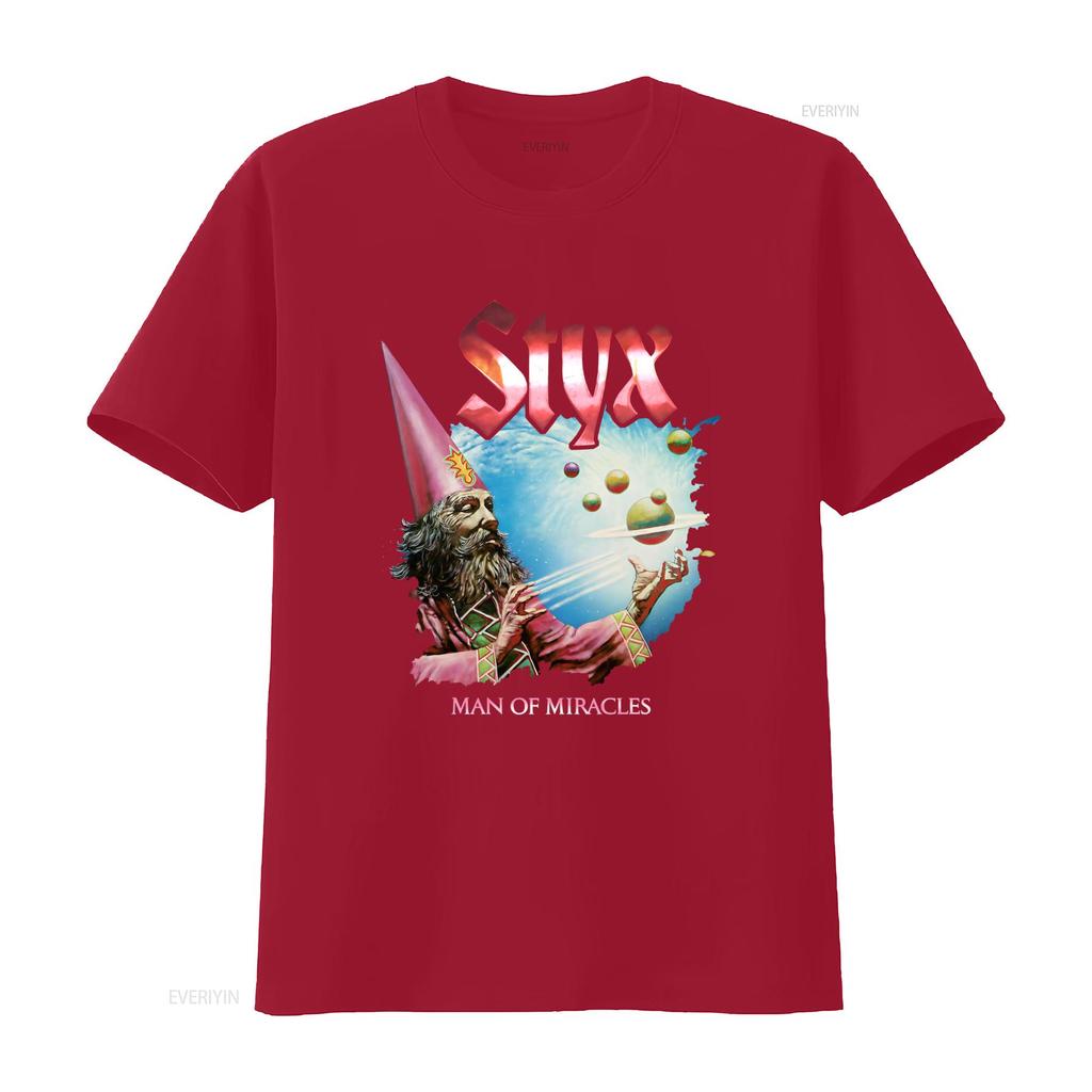 Vintage Styx Rock Band Unisex of Miracles Wizard Print Casual T Shirt vintage Washed fashion Breathable graphic streetwear