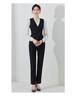 Women's 2024 Black Professional Sleeveless Vest & Pants Set for Hotel Manager
