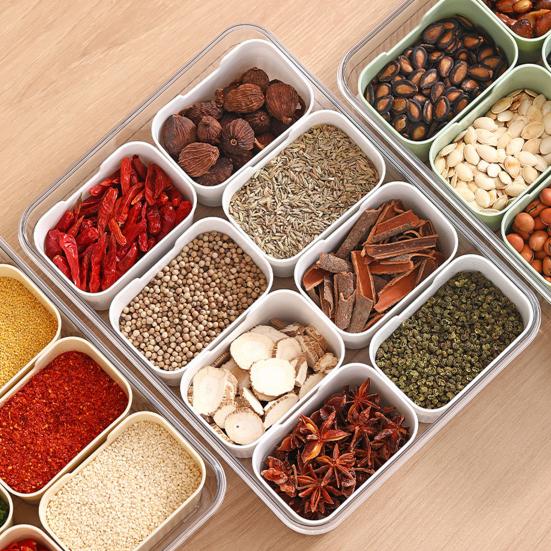 Große Snackbox mit Deckel, unterteiltes Serviertablett, transparenter Organizer für Süßigkeiten, Bausteine, Nüsse, Snacks mit 8 Fächern, tragbare Wurstwaren