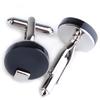 Pair Of Fashionable Men Round Shaped Cufflinks Office Meeting Events Anniversary Supplies Black