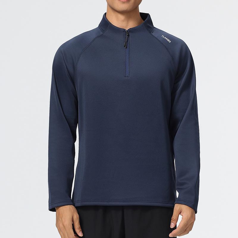 

Мужская быстросохнущая трикотажная рубашка с длинным рукавом и молнией до середины - для занятий спортом на открытом воздухе и повседневного фитнеса 3XL темно-синий