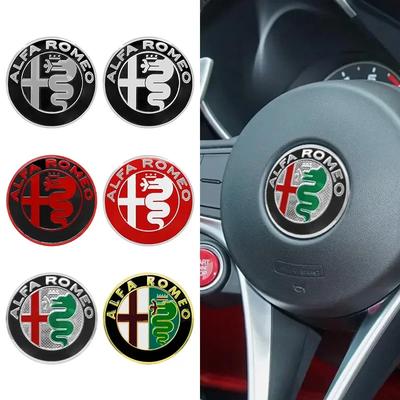 40mm Auto Stuurwiel Embleem Sticker Middenconsole Knop Badge voor Giulietta Mito Giulia Stelvio Brera 147 156 159