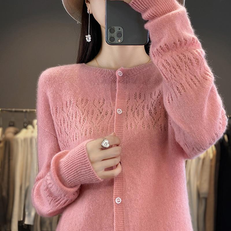 QingHe Cashmere Women's 30% Cashmere Cardigan - Soft & Warm Wool Blend Sweater