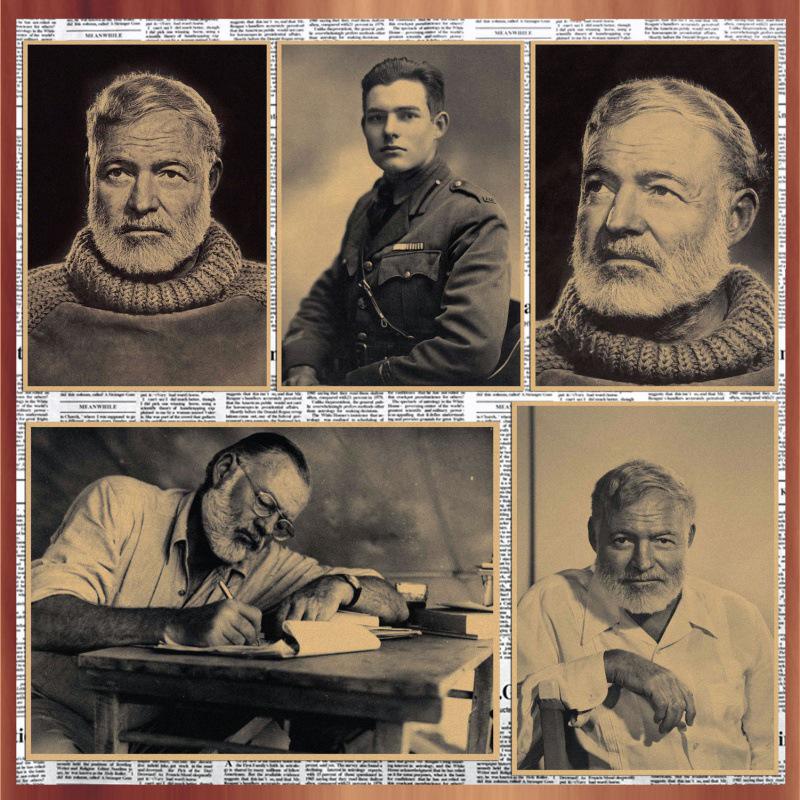 Hemingway Retro Kraft Paper Poster - Vintage Wall Art Mural