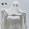 Dark Style Halloween Ornament 3D Printed Ghost Bride Statue Ornament, Female Figure Sculpture with Decor Stable Base, Decorative Minimalist