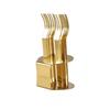 High Appearance Stainless Steel Fruit Fork Set with Stand Reusable Dessert Fork Three Toothed Portable Cake Fork Cake