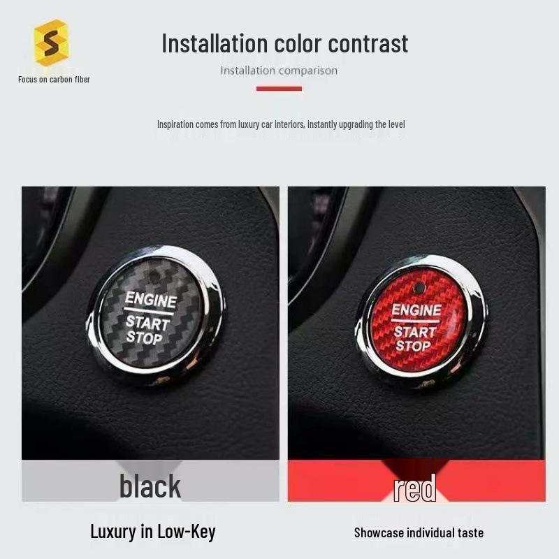 Real Carbon Fiber One-Button Start Ignition Sticker for BMW, Mercedes-Benz, VW, Toyota, Nissan, Honda, Suzuki