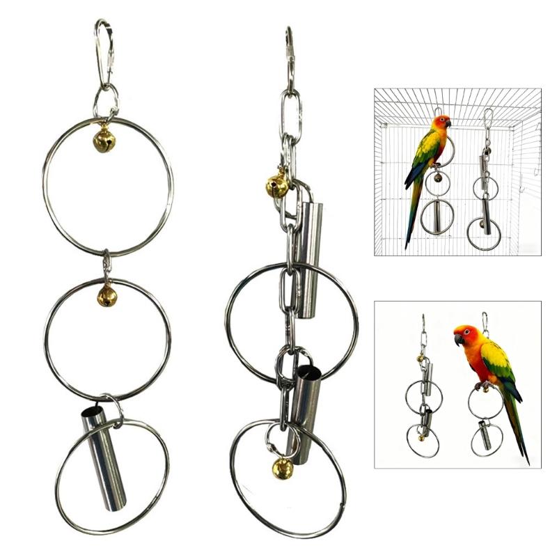 Stainless Steel Bird Swing Toy For Small Parrots Safe Chewable Chain Perch With Metal Materials