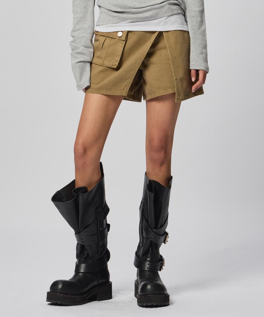 Beodeonteu Garment Dyed Multi-Pocket Layered Shorts [Beige]