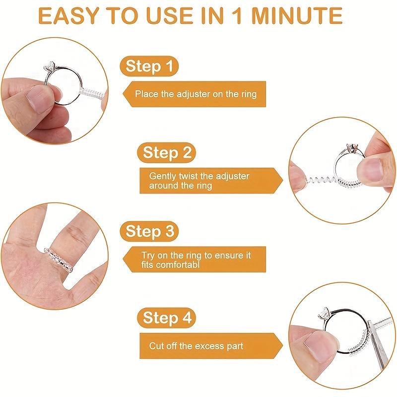 12pcs A Pack of 4 Sizes Ring Adjusters Transparent Spring Rope