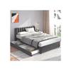 Lit 140x200 cm - MUVOE - Velours gris - 2 tiroirs - Sommier à lattes - Design contemporain