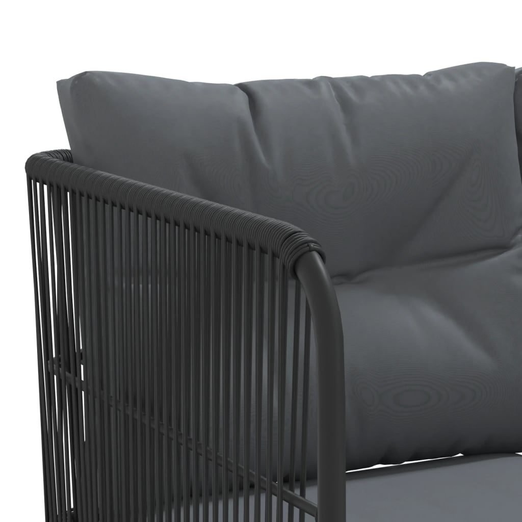 Vidaxl Garden Furniture Set with Cushions, Black, Steel and Textilene