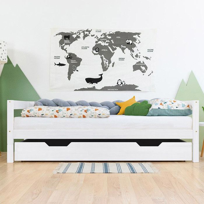 Tiroir à roulettes rangement ou lit - blanc pour lit 90 x 190 cm