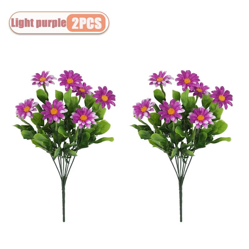 2-8PCS Artificial Plastic Chrysanthemum Faux Daisy Outdoor Faux Flowers Fence Decor Fake Plants Exterior Home Decoration