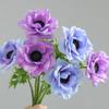 Multicolor Corn Poppy Artificial Flower Green Leaves Faux Flower Fake Flower  Home Decoration