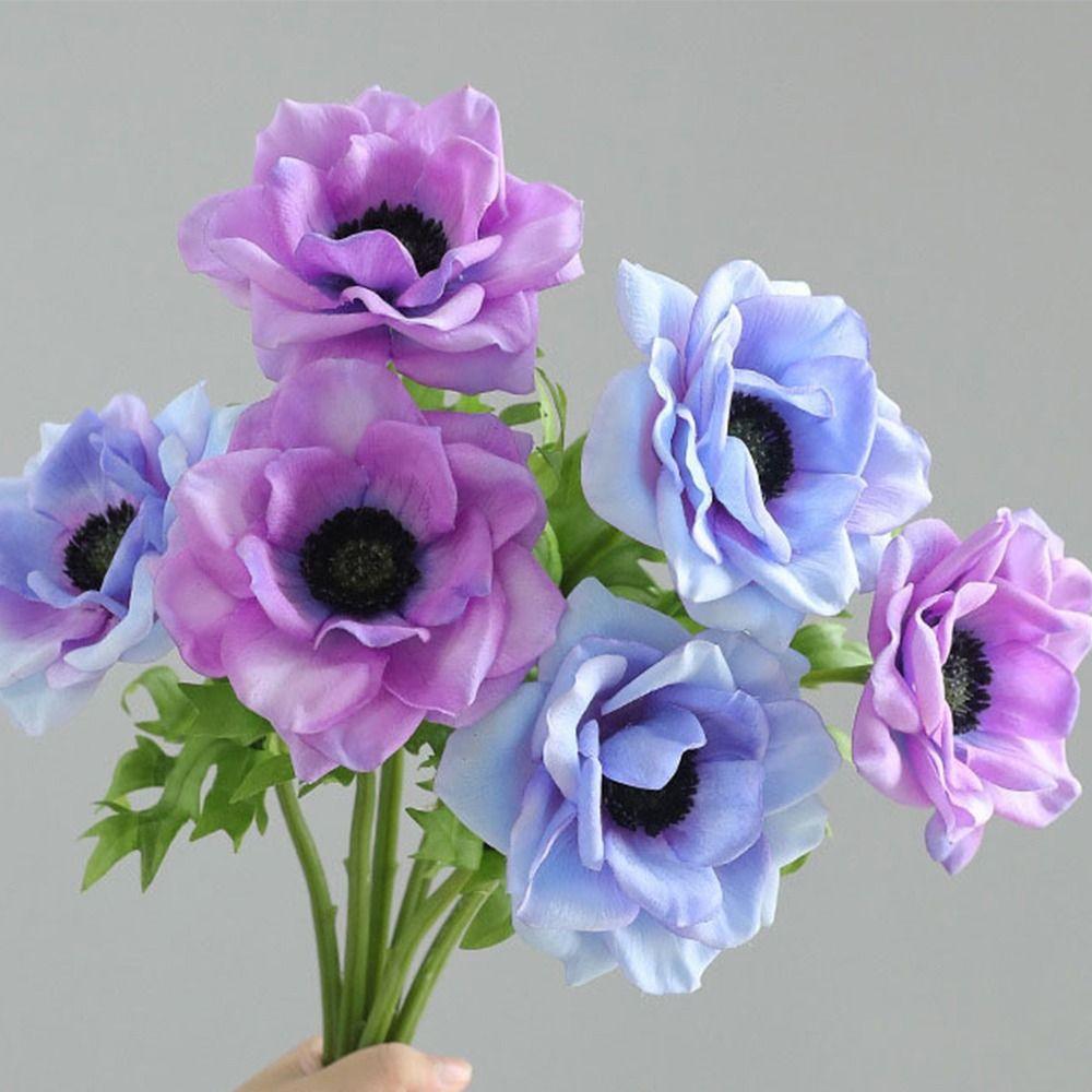 Multicolor Corn Poppy Artificial Flower Green Leaves Faux Flower Fake Flower Home Decoration