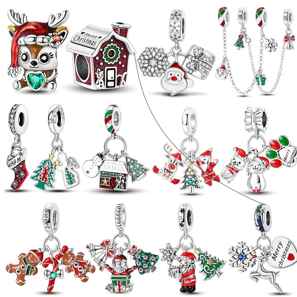 Newest Merry Christmas Charms Beads Copper Santa Claus Pendants Fit Original Drop Bracelet Diy Jewelry Gift