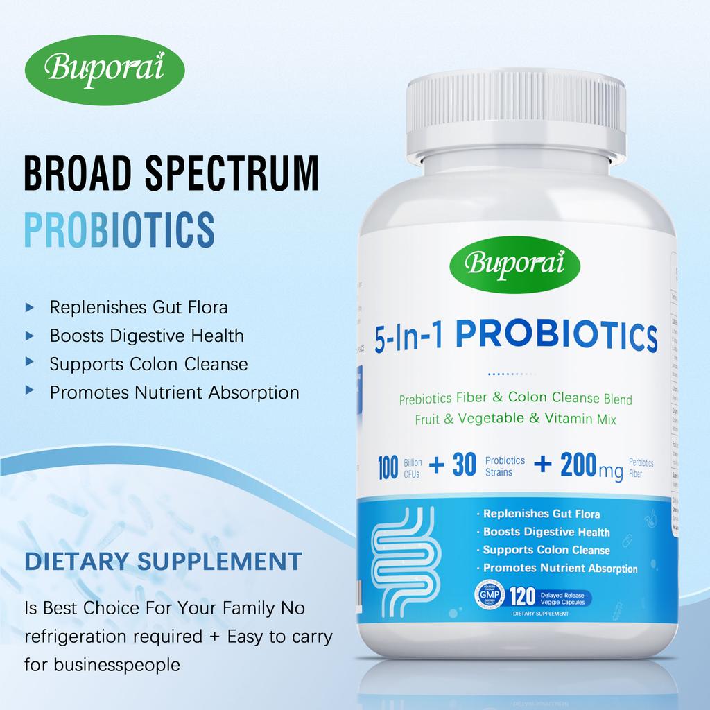 Compound probiotic capsules, fruit and vegetable supplements, for intestinal relief, digestive aid, suitable for adults.