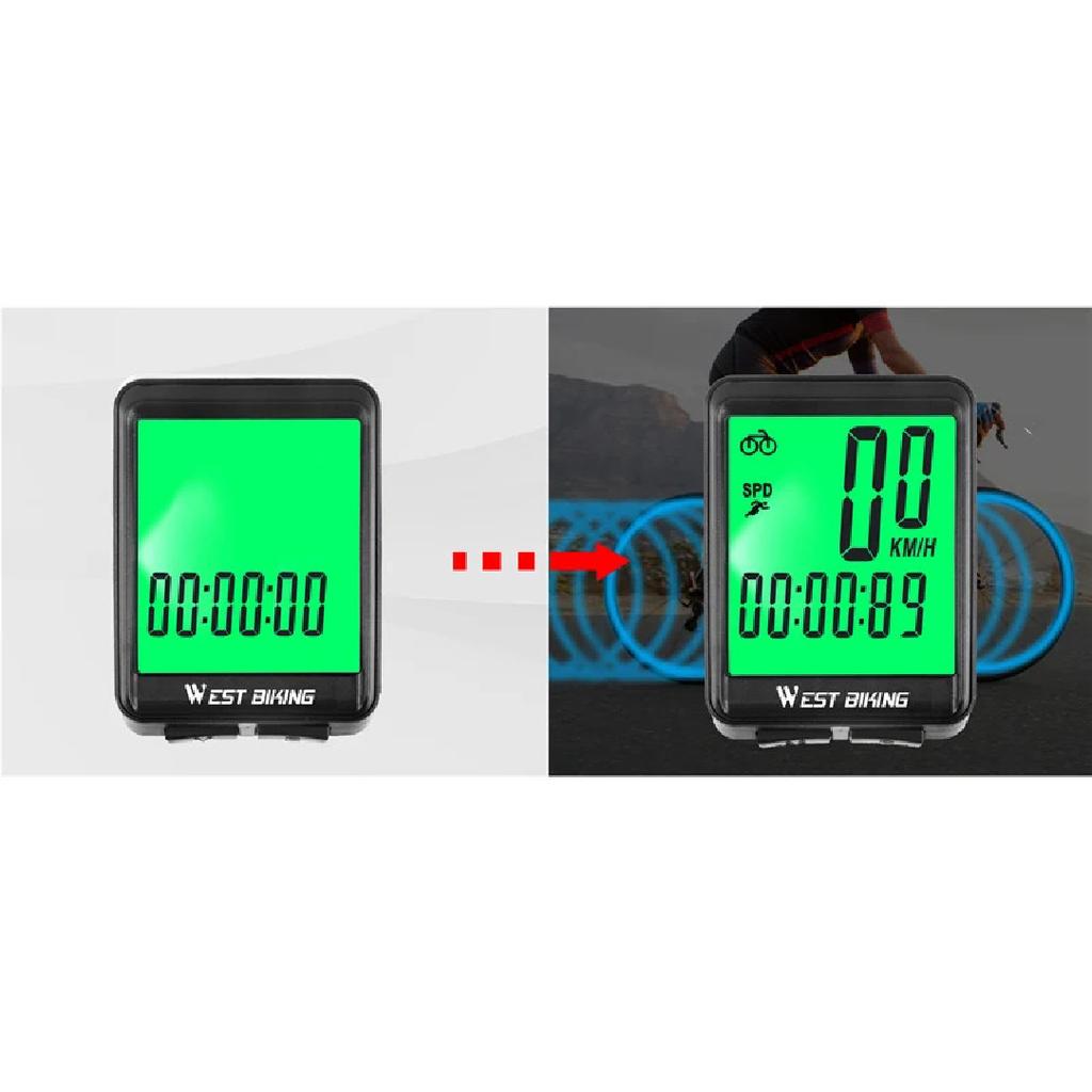 WEST BIKING Bicycle Wireless Computer MTB Road Bike Odometer Waterproof With Backlight Cycling Speedometer LED Rate Stopwatch