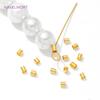 100/200pcs 18K Gold Plated Brass 2mm Tube Crimp End Beads Stopper Spacer Beads For DIY Bracelet Jewelry Making Accessories