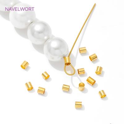 100/200pcs 18K Gold Plated Brass 2mm Tube Crimp End Beads Stopper Spacer Beads For DIY Bracelet Jewelry Making Accessories