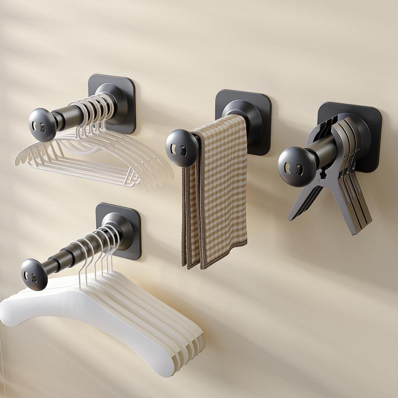 Two Commercial Clothes Hanger Storage Racks, Adjustable Length, No Need for Punching, Solid Material, Simple Style, Saving Space. Household Hangers