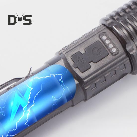 2Pcs LED Flashlight IPX5 Waterproof 5 Modes Adjustable USB Rechargeable Super Bright Portable Outdoor Fishing Hiking Camping Handheld Torch