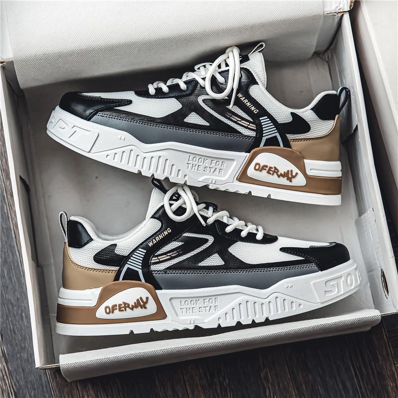 Street trend men's shoes fashion youth casual skateboard shoes platform breathable mesh fashion color matching casual sports shoes