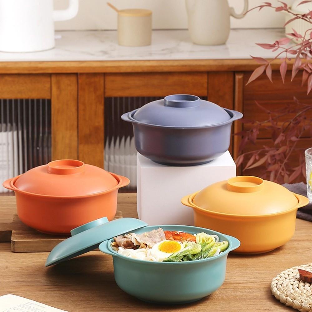 Lid Cover Instant Noodle Bowls 1L Capacity Soup Bowls Durable Plastic Rice Bowl Hot Rice