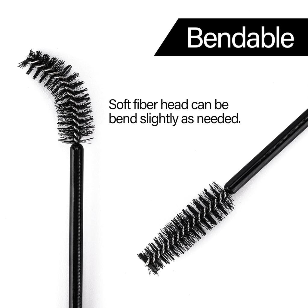 500 Pieces Disposable Mascara Wands Eyelash Brush Brow Brushes Applicators Lash Spoolies for Eye Lash Extension - Black