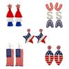Retro National Style American Independence Day Earrings Hand-Woven Red Blue and White Five-Pointed Star Tassel Earrings