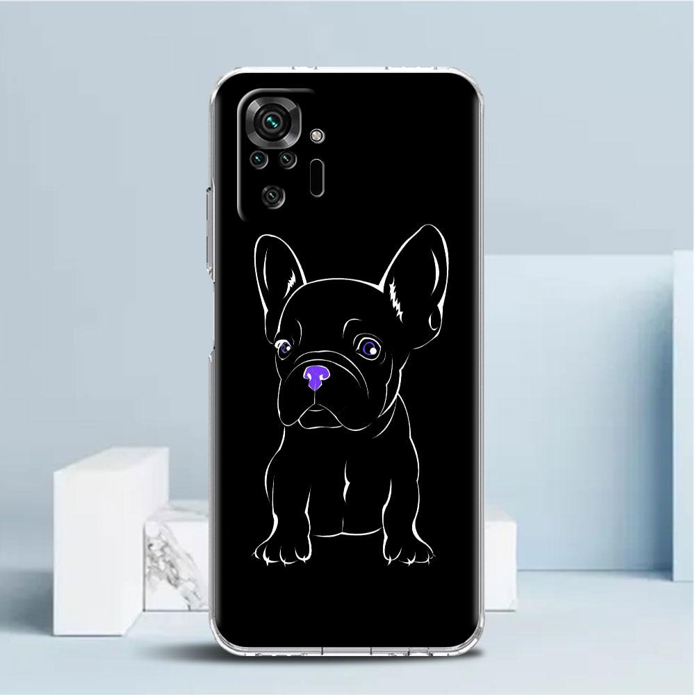 French Bulldog Clear Case For Xiaomi Redmi Note 11 Pro 10 9 9S 8 8T 7 9A 9C 9T 10 10C K40 Transparent Soft Phone Cover