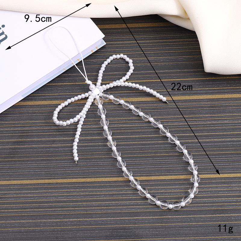 Elegantní perlový mašličkový korálkový řetízek na telefon a všestranná šňůrka pro ženy