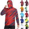 Men's Casual Geometric Print Hooded Long Sleeve Sun Protection Shirt Lightweight Breathable Fabric Outdoor Sportswear