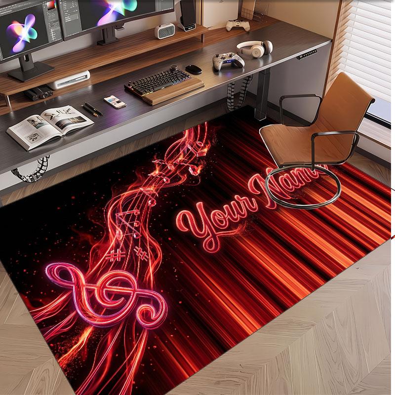 Tappeto in Velluto Morbido di Cristallo Tema Generale Musica Stampa Personalizzata Nome & Testo Tappeto Antiscivolo per Camera da Letto Soggiorno