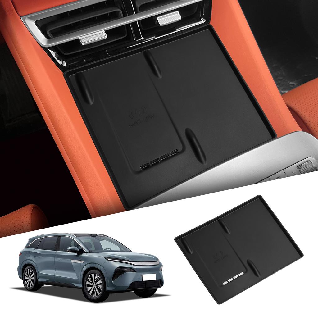 For BYD Tang L 2025 Silicone Wireless Charging Mat Non-slip Phone Protective Pad Charger Car Interior Accessories Black